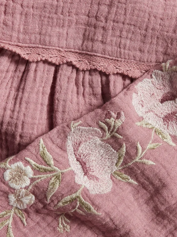 Girls Pink Floral Print Dress - Image 2
